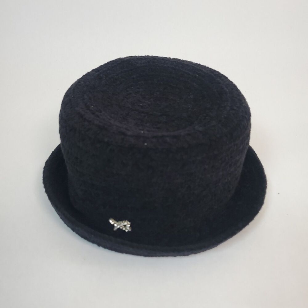 Vintage Betmar New York Black Boucle Cloche Winter Bucket Hat Black